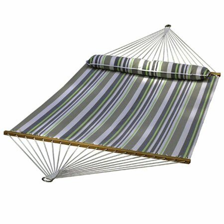 BOOK PUBLISHING CO 13 ft. Synthetic Fabric Hammock - Green-Grey Stripe GR2523172